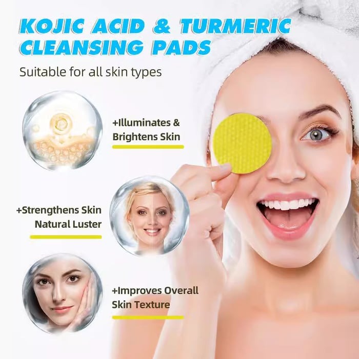 40 Almohadillas Exfoliantes de cúrcuma y Ácido Kójico Limpieza facial Cuidado de la piel